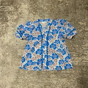 Entro Blue Floral Blouse Medium